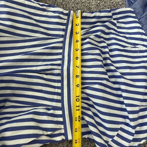 J. Crew One Shoulder Ruffle Jumpsuit Blue White Stripe 100% Cotton Size US 4 - Picture 11 of 16